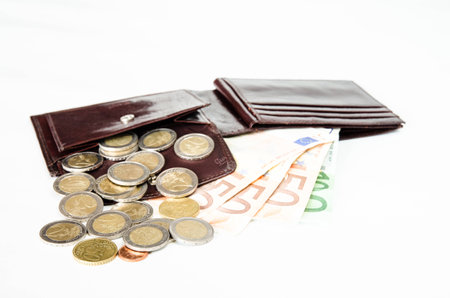 coins and banknotes isolated image