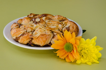 sweet cake on white plate