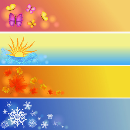 colorful four seasons symbols illustrationのイラスト素材