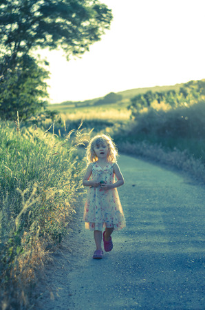 fairy surreal blond girl retro effectの写真素材