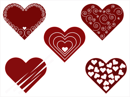 isolated red hearts on white backgroundのイラスト素材