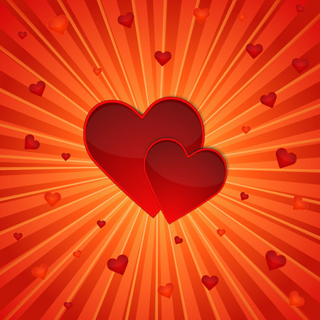 two red hearts illustration backgroundのイラスト素材