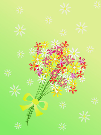 bouquet of flowers on green backgroundのイラスト素材