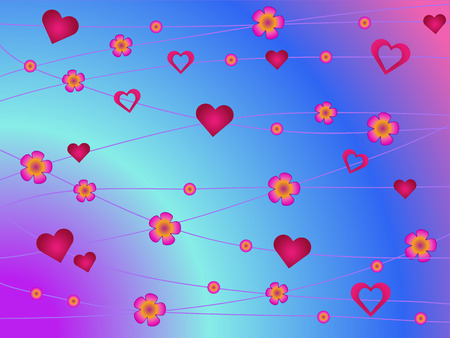 red pink blue valentine heart background vectorのイラスト素材