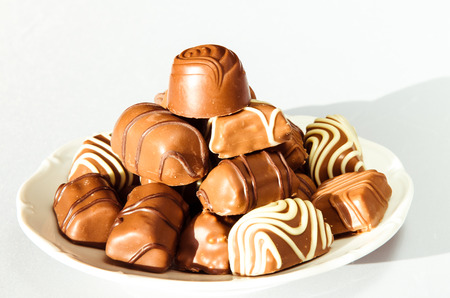 brown chocolate pralines image isolatedの写真素材