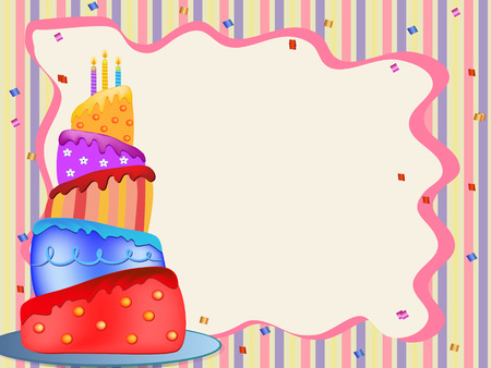 colorful happy birthday cake  illustrationのイラスト素材