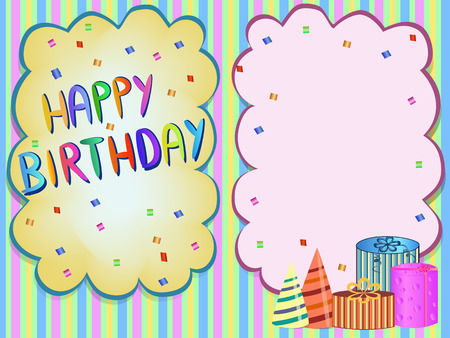 happy birthday words and  present illustrationのイラスト素材