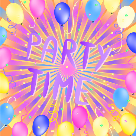 colorful party time words illustrationのイラスト素材