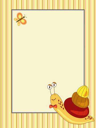 frame with colorful smiling snailのイラスト素材