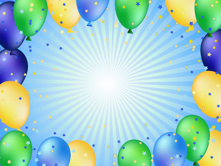 colorful balloon cartoon illustration frameのイラスト素材
