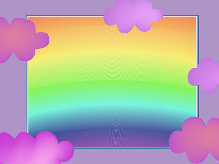 frame with pink clouds and rainbowのイラスト素材
