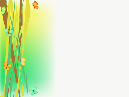 colorful butterfly on green backgroundのイラスト素材