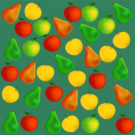 apple and pear group cartoon background illustration
