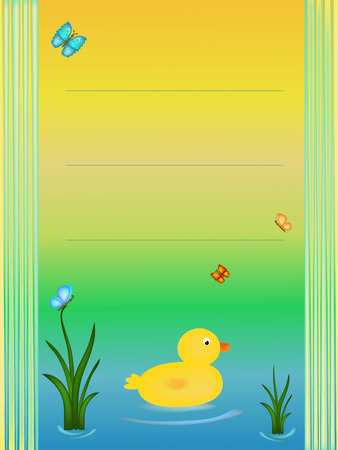 baby shower background with yellow duckのイラスト素材
