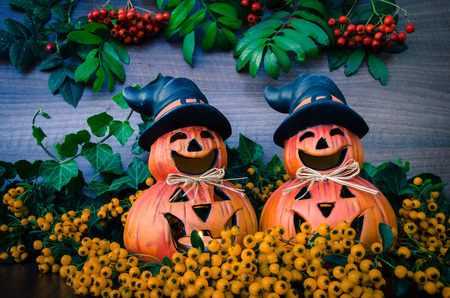 halloween decoration from orange pumpkin
