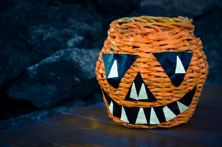 orange pumpkin on black backgroundの写真素材