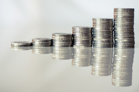 detail of stacks of coins, chartの写真素材