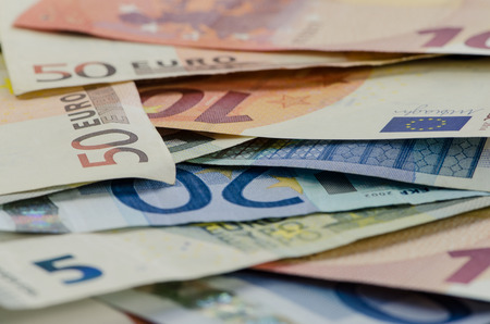 several various colorful banknotes moneyの写真素材
