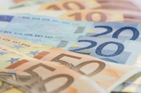 euro banknotes with different denomination