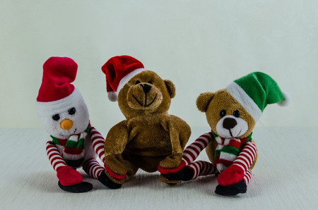 snowman and bear toy decorationの写真素材
