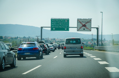 traffic jam in the journey to Croatiaの写真素材