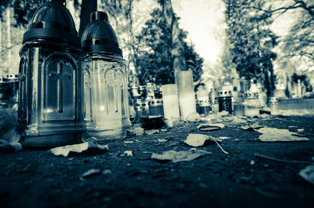 burning candles in lantern monochrome tone