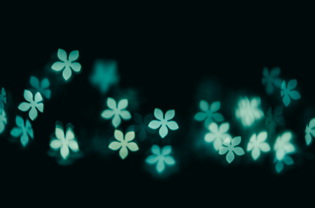 blue flower bokeh against dark backgroundの写真素材