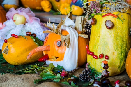 craft made from autumn pumpkinの写真素材