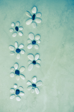 stony flowers made from small pebblesの写真素材