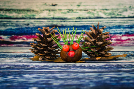 lovely autumn figures made from chestnutsの写真素材