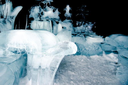 creative ice sculpture in winter time