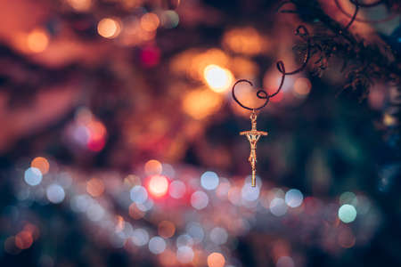 four burning candles with traditional festive cristian atmosphere full of light and magicの写真素材