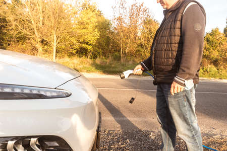 detail to electric mark notification of EV carの写真素材