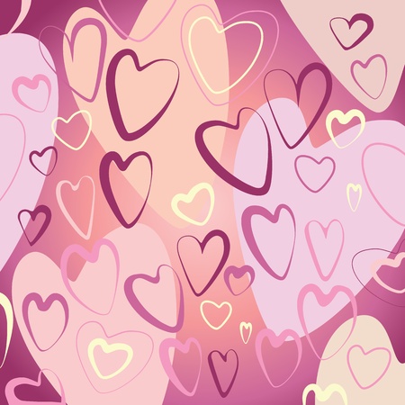 Vector illustration with pink hearts. backgroudのイラスト素材