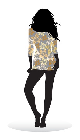 Vector silhouette of a girl posingのイラスト素材