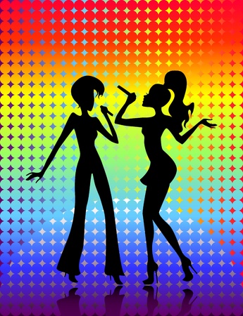 Vector illustration of a pair young girs singingのイラスト素材