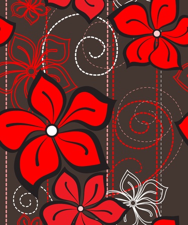 Vector illustration of a floral seamless patternのイラスト素材