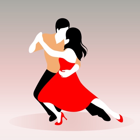 Vector illustration of a young couple dancingのイラスト素材