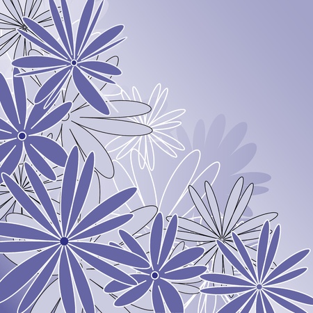 Vector illustration of a blue background wit flowersのイラスト素材