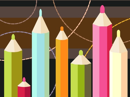 Vector illustration of a seven colored pencils のイラスト素材