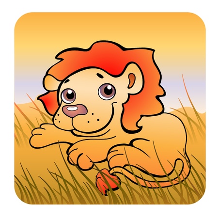 Vector illustration of a friendly lion in yellowのイラスト素材