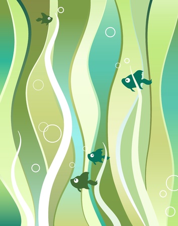 Vector illustration  of a fishes and algaeのイラスト素材