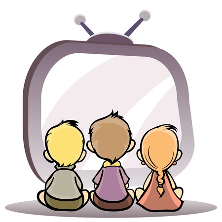 Vector illustration of a children watching tvのイラスト素材
