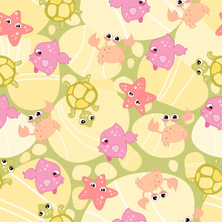seamless background with underwater animalsのイラスト素材