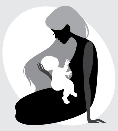  mother and child silhouetteのイラスト素材