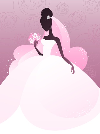 young bride silhouetteのイラスト素材