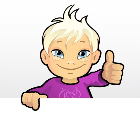 illustration of a smiling boy showing thumbのイラスト素材