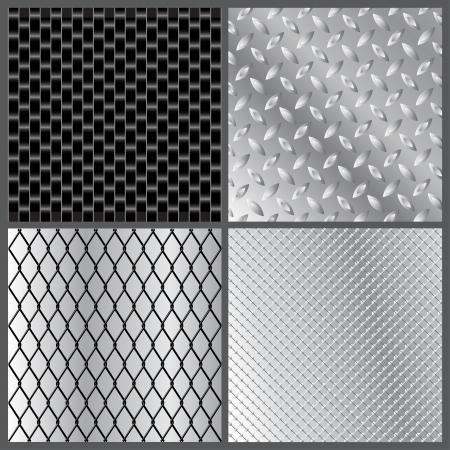illustration of four grey metal texturesのイラスト素材