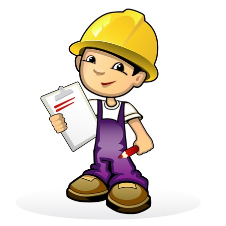 illustration of a builder in yellow helmetのイラスト素材