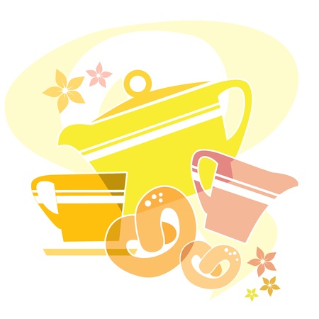 Vector illustration of a set of the tea thingsのイラスト素材